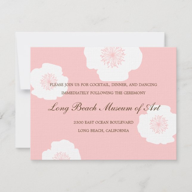 Modern Poppies Wedding Reception Card - Pink (Front)