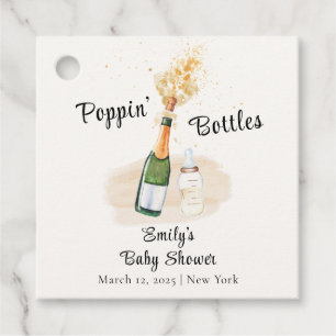 Modern Poppin Bottles Champagne Baby Shower Favour Tags