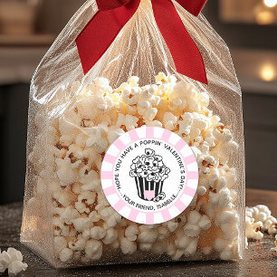 Modern Poppin' Valentine's Day Classic Round Sticker