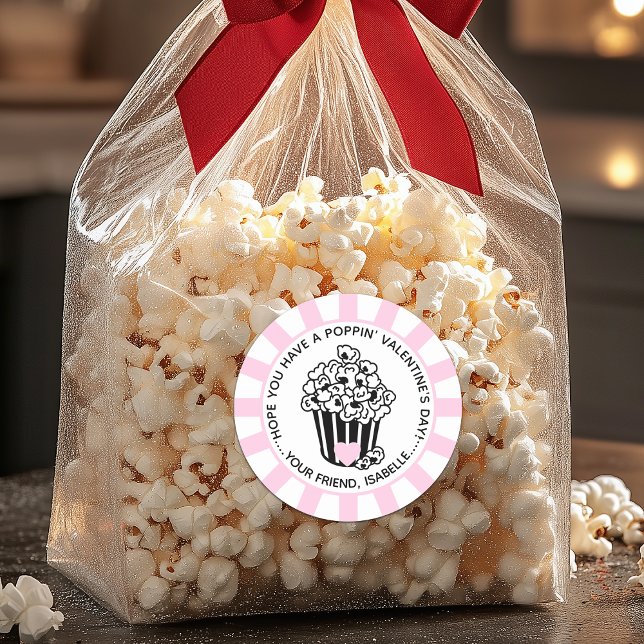 Modern Poppin' Valentine's Day Classic Round Sticker (Modern Poppin' Valentine's Day Classic Round Sticker For Kids)