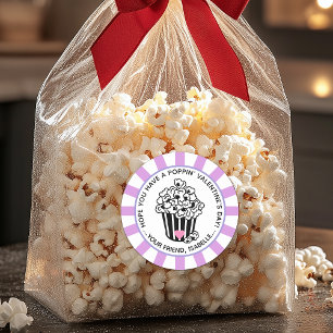 Modern Poppin' Valentine's Day Classic Round Sticker