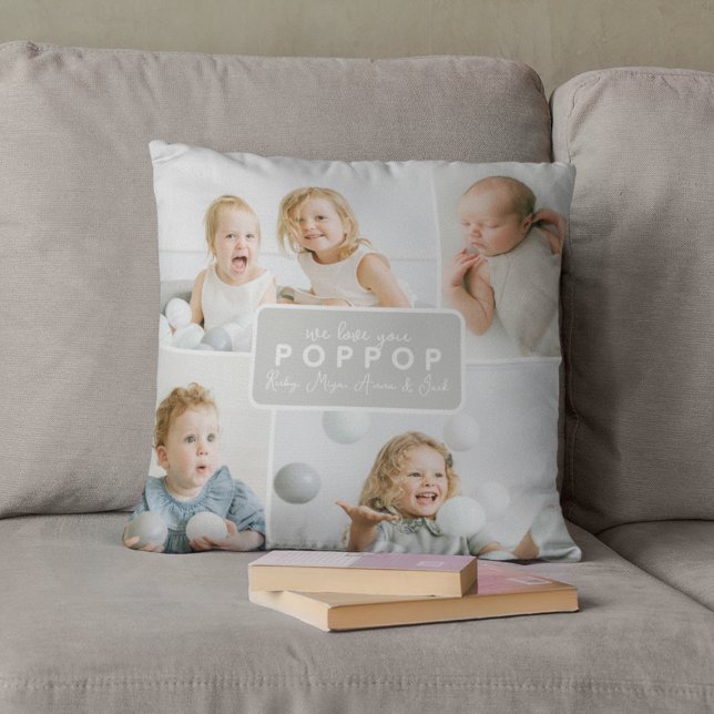 Modern Poppop 4 Photo Grey Cushion (Creator Uploaded)