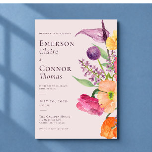 Modern Poppy Garden Floral Wedding Invitation