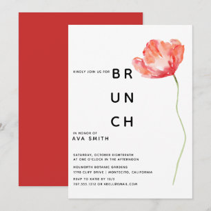 Modern Poppy Red Wedding Bridesmaids Brunch Invitation