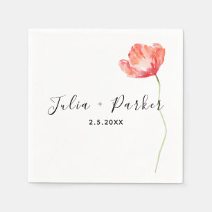 Modern Poppy Red Wedding Napkin