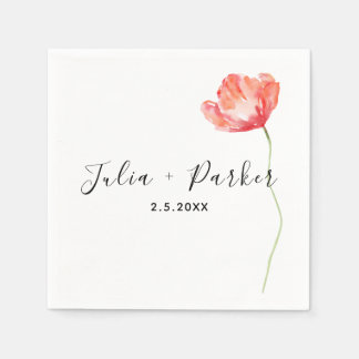 Modern Poppy Red Wedding Napkin