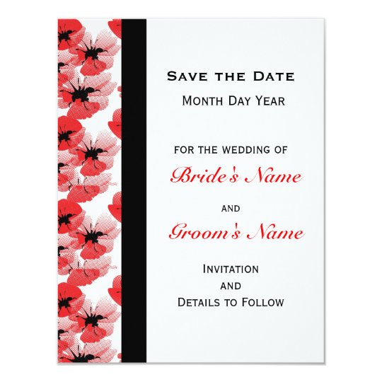 Modern Poppy Save the Date Card
