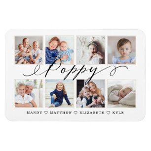 Modern Poppy Script   Grandchildren Photo Collage Magnet
