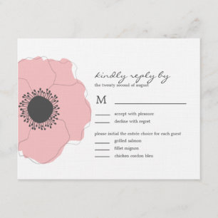 Modern Poppy Wedding RSVP/Response Cards (Pink)