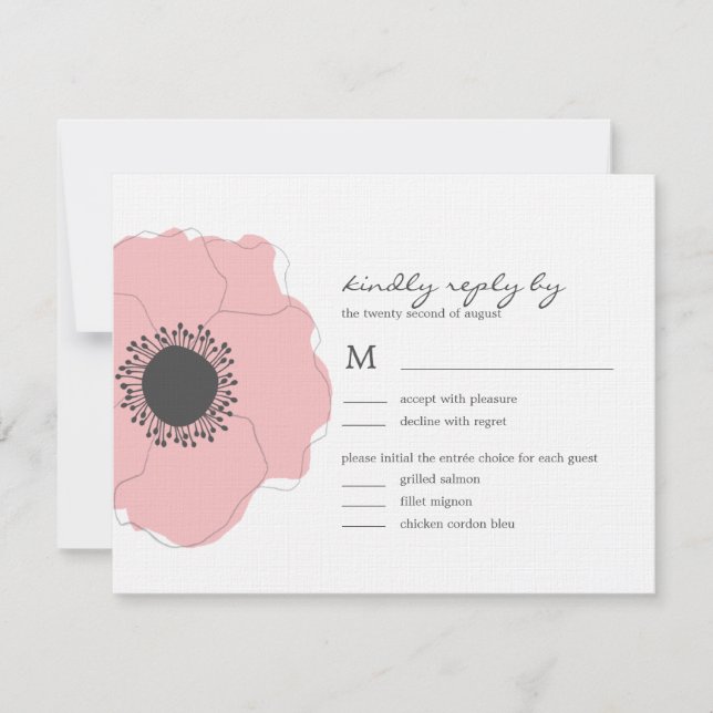 Modern Poppy Wedding RSVP/Response Cards (Pink) (Front)