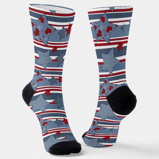 Modern, Popular, Patriotic, Youth Socks (Angled)