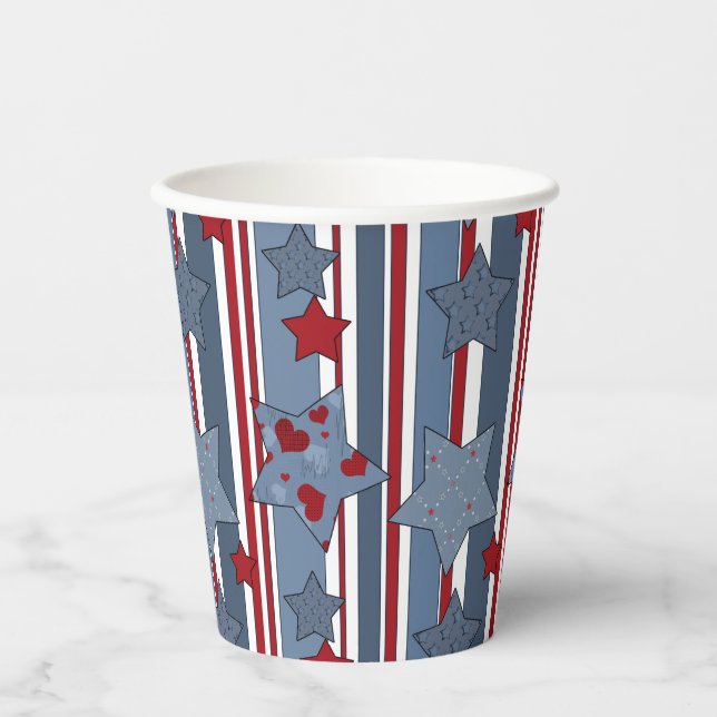 Modern Popular Patriotic Youth Stars Paper Cups (Front)