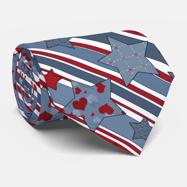 Modern Popular Patriotic Youth Stars Tie (Rolled)