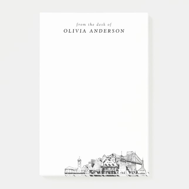Modern Portland Professional Gift Personalised Post-it Notes (Front)