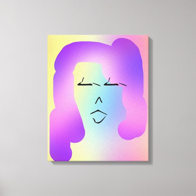 MODERN PORTRAIT OF LADY WITH PURPLE HAIR CANVAS PRINT (Front)