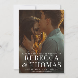 Modern portrait photo wedding save the date
