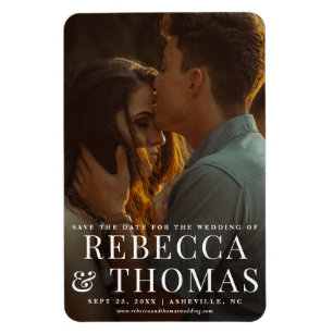 Modern portrait photo wedding save the date magnet