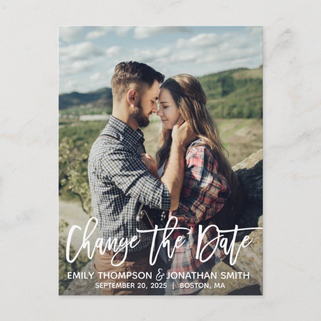 Modern Portrait Picture Change The Date Postcard (Front)