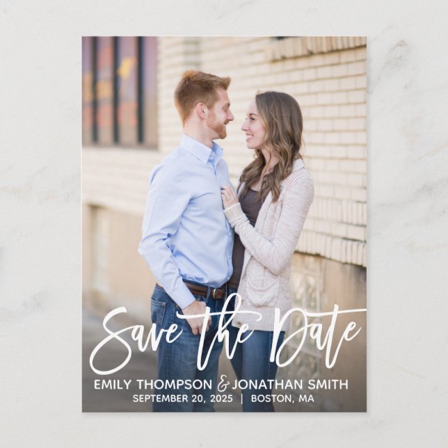 Modern Portrait Picture Save The Date Postcard (Front)