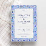Modern Portuguese Tile Coastal Wedding Invitation<br><div class="desc">Modern Portuguese Tile Coastal Wedding Invitation</div>