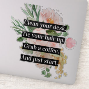 Modern Positive Motivation Quote & Flowers Pink