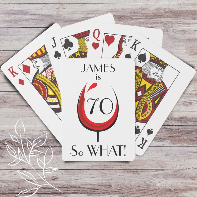 Modern Positive Red Wine Glass 70th Birthday Playing Cards (Creator Uploaded)