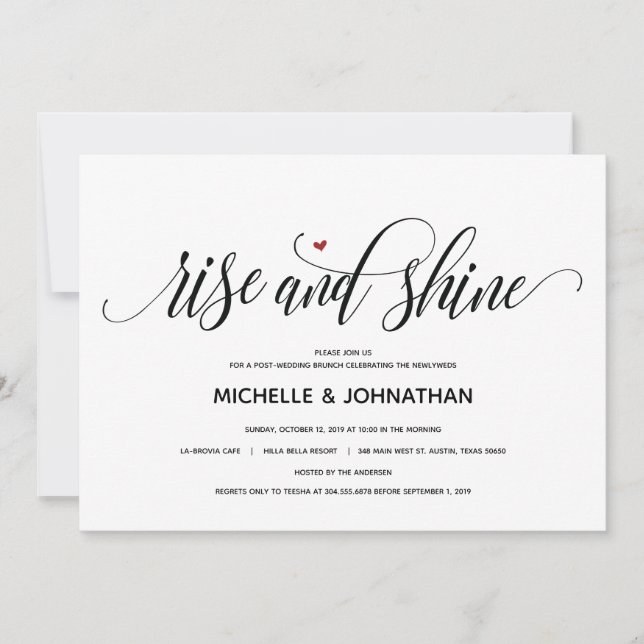 Modern post-wedding rise and shine invitation card (Front)
