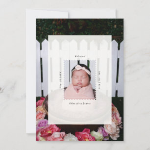 Modern Postage Stamp Photo Birth Baby Announcement