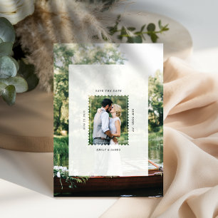 Modern Postage Stamp Wedding Photo Save The Date