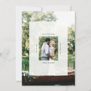 Modern Postage Stamp Wedding Photo Save The Date