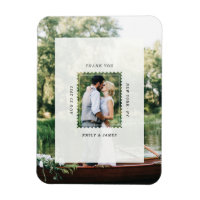 Modern Postage Stamp Wedding Thank You Photo