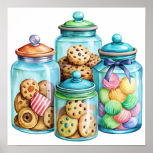 Modern poster art print candy jars