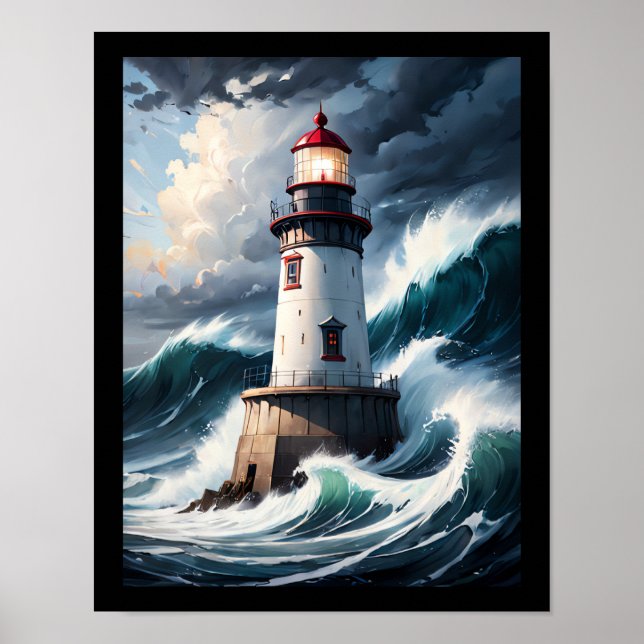 Modern poster art print lighthouse (Front)