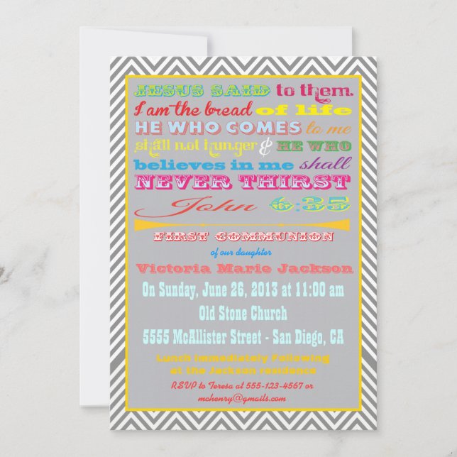 Modern Poster First Communion Invitation (Front)