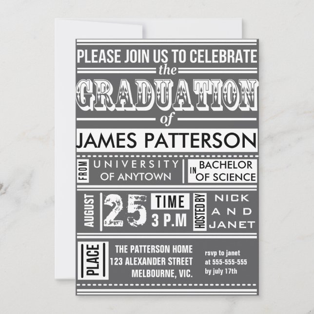 Modern poster graduation party invitation (Front)