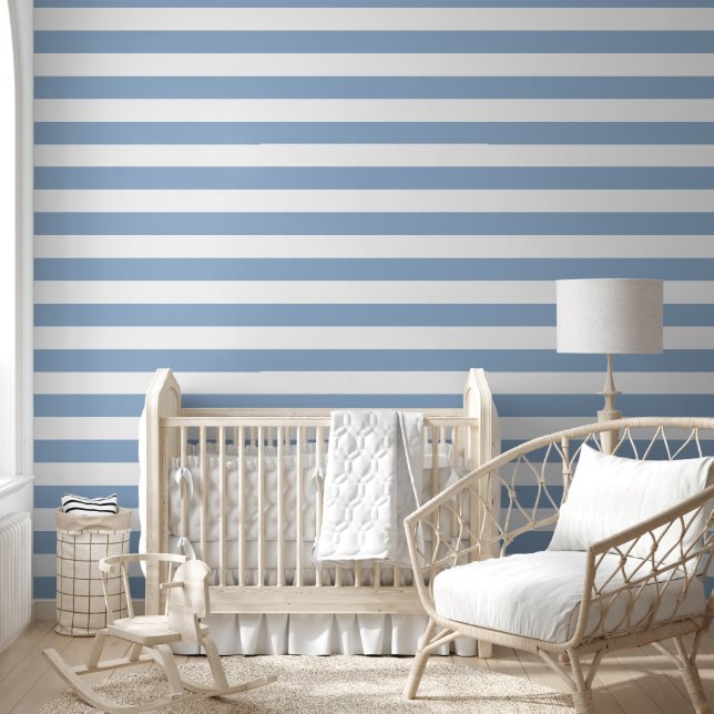 Modern Powder Blue And White Stripes  Wallpaper (Kids)