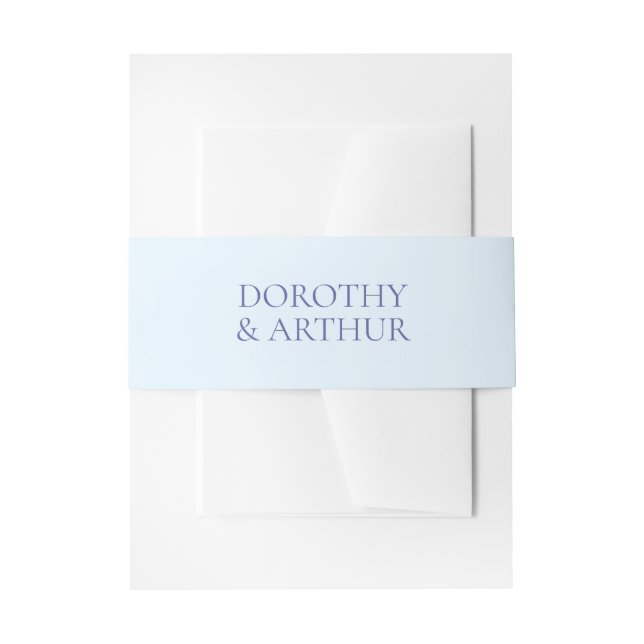 Modern Powder Blue Elegant Wedding Invitation Belly Band (Front Example)