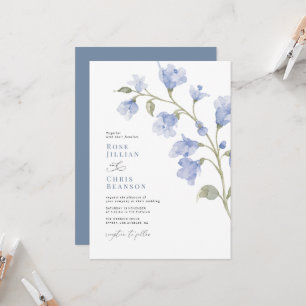 Modern powder blue Floral Wedding Invitation