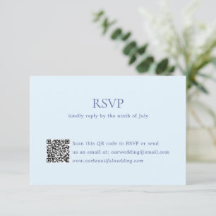 Modern Powder Blue QR Code Elegant Wedding RSVP Card