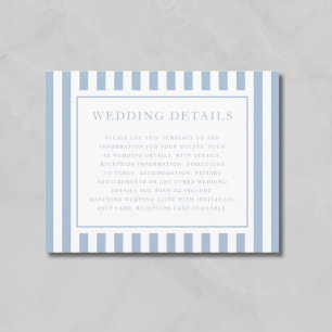 Modern Powder Blue Stripes Wedding Details Enclosure Card