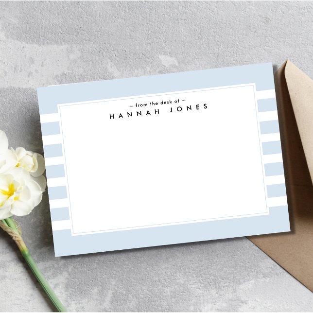 Modern Powder Blue White Striped Border Card (Creator Uploaded)
