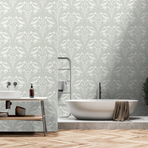 Modern Powder Sage Green Boho Art Deco Coast Shell Wallpaper