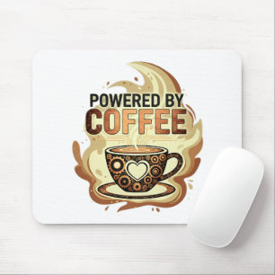 Modern Powered by Coffee – Trendy Coffee Typograph Mouse Mat