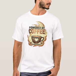 Modern Powered by Coffee – Trendy Coffee Typograph T-Shirt