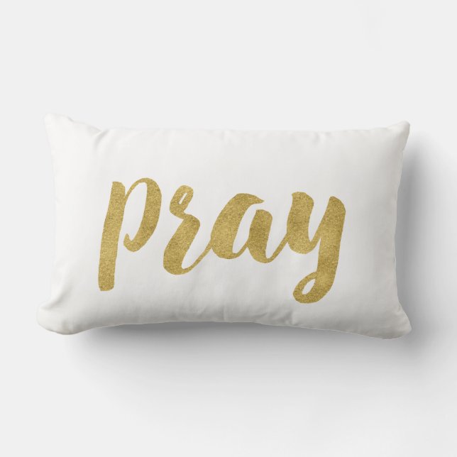 Modern Pray In Gold Decorative Lumbar Cushion (Front)