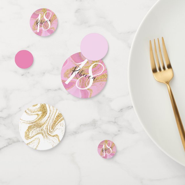 Modern Precious Pink Gold Marble Birthday Confetti (Group)