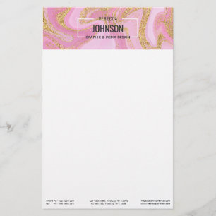 Modern Precious Pink Gold Marble Name - Stationery