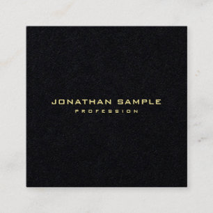 Modern Premium Black Elegant Minimalist Gold Text Square Business Card