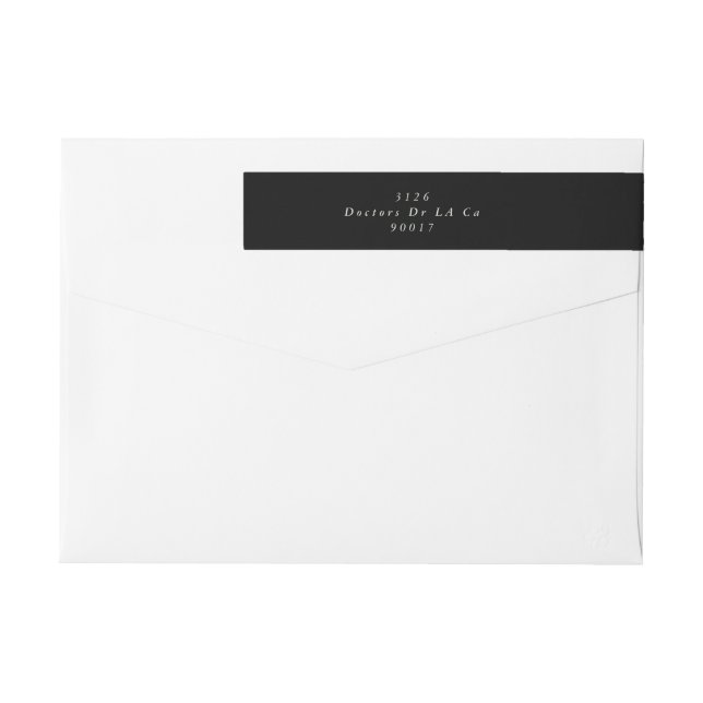 Modern Premium Black Onyx Plain Simple Wedding Wrap Around Label (Back)