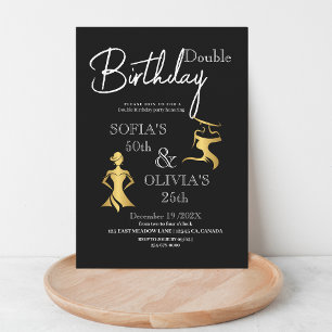 Modern Premium Chic Birthday Any Age Black Gold Invitation